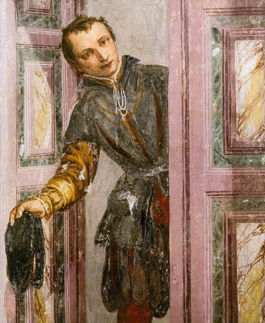 francesco barbaro leaning out of a door